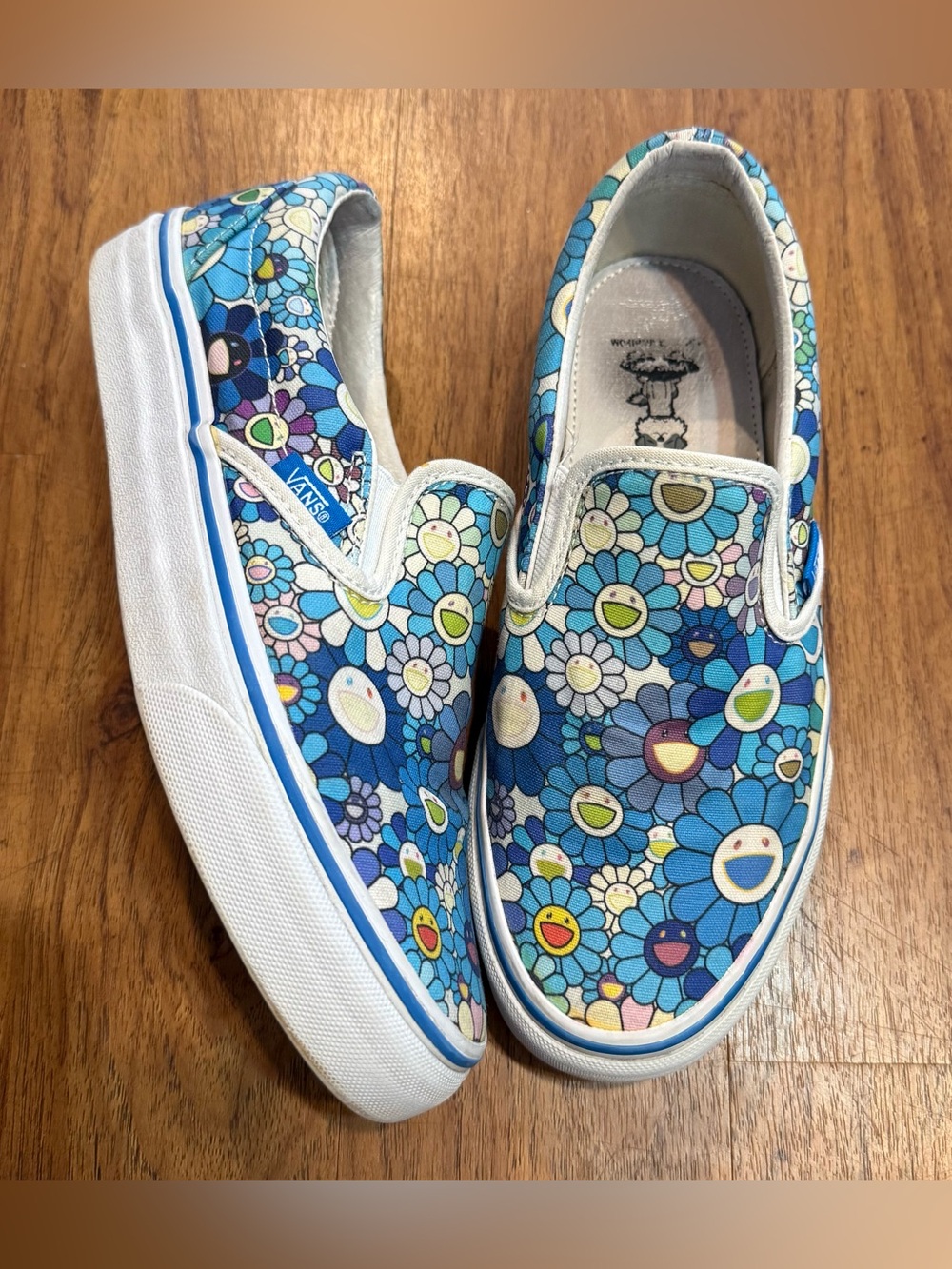 VANS MURAKAMI Blue Flower Classic Slip-On 2015 Rare Mens 5 Women’s 6.5 Art Skate